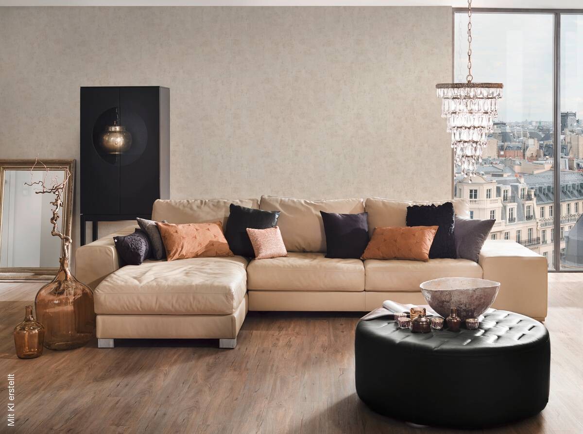 A.S.Creation Vliestapete Blooming Uni creme B/L: ca. 53x1005 cm