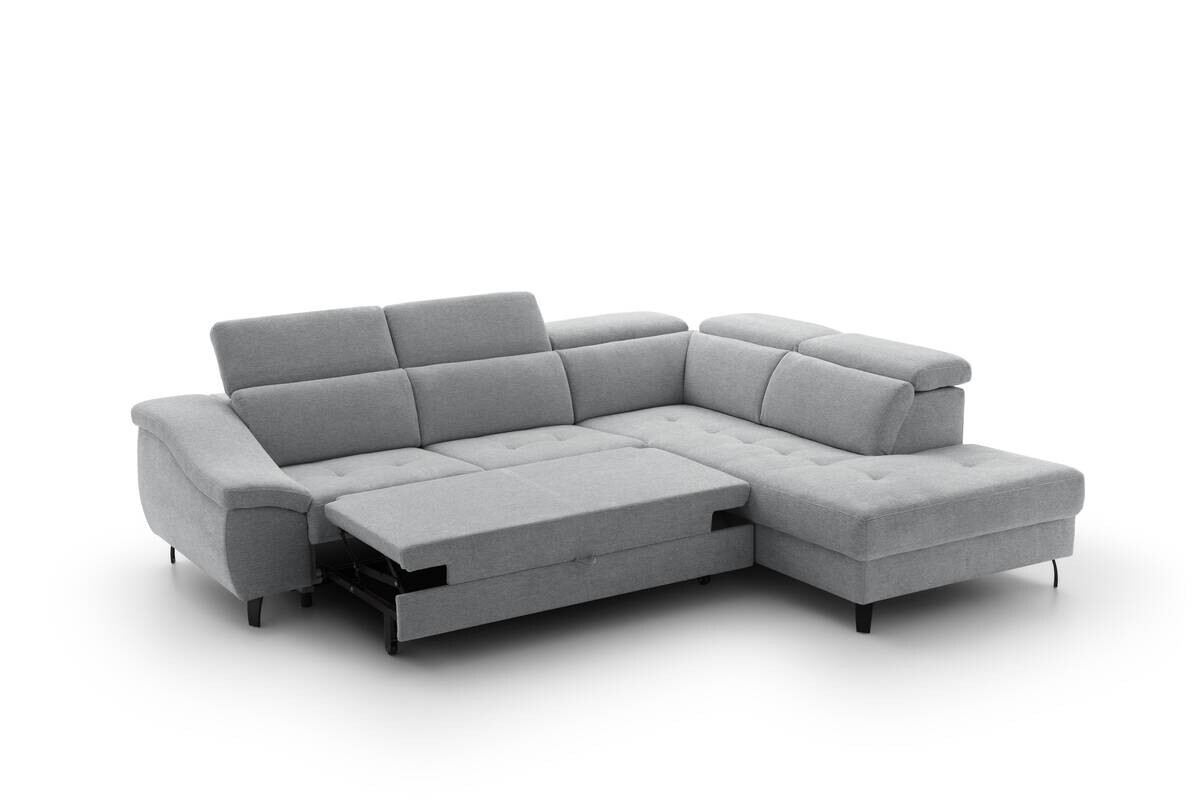 Ecksofa mit Bettfunktion grau Flachgewebe B/H/T: ca. 280x96x238 cm