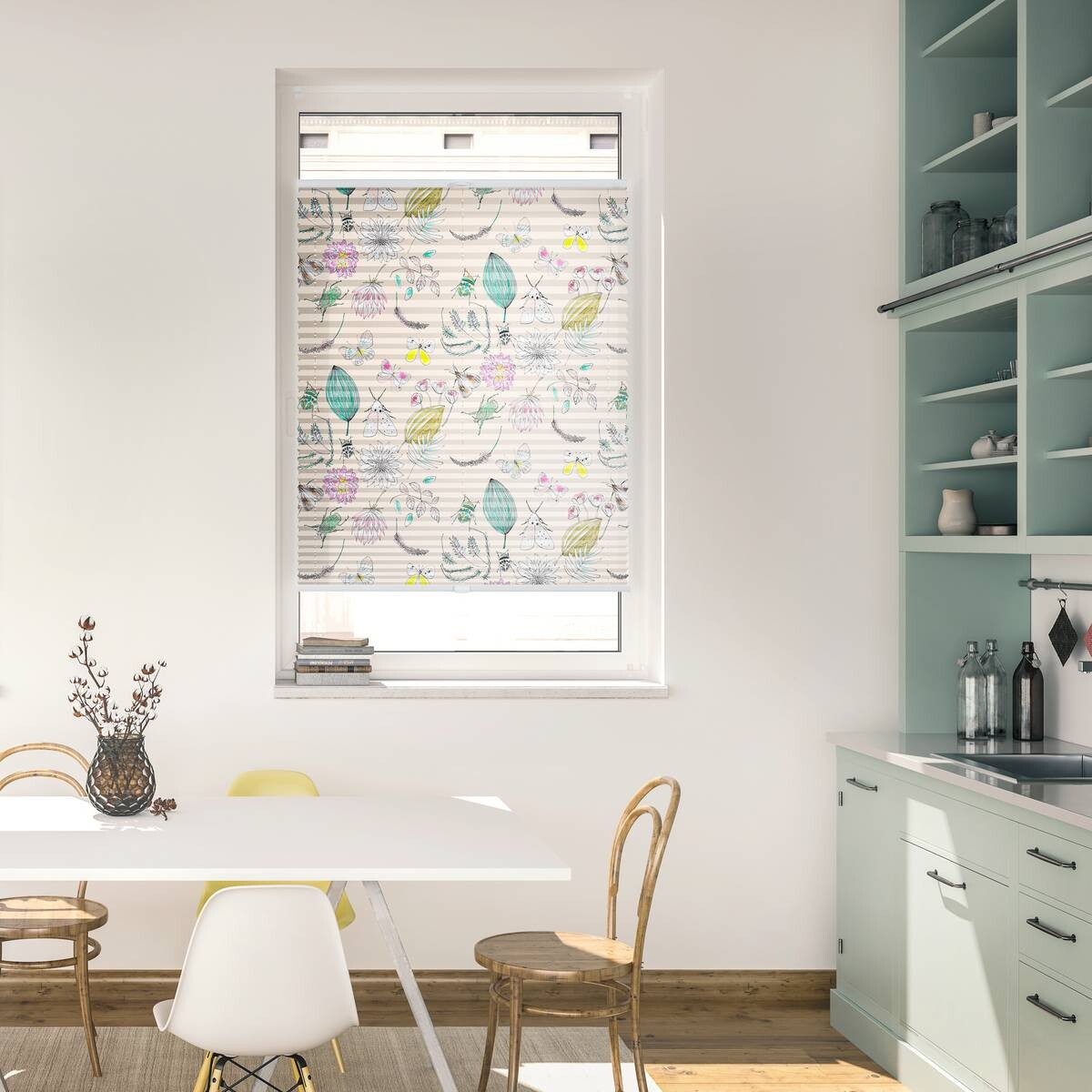 LICHTBLICK Spannplissee Bohemian Garden bunt B/L: ca. 90x130 cm