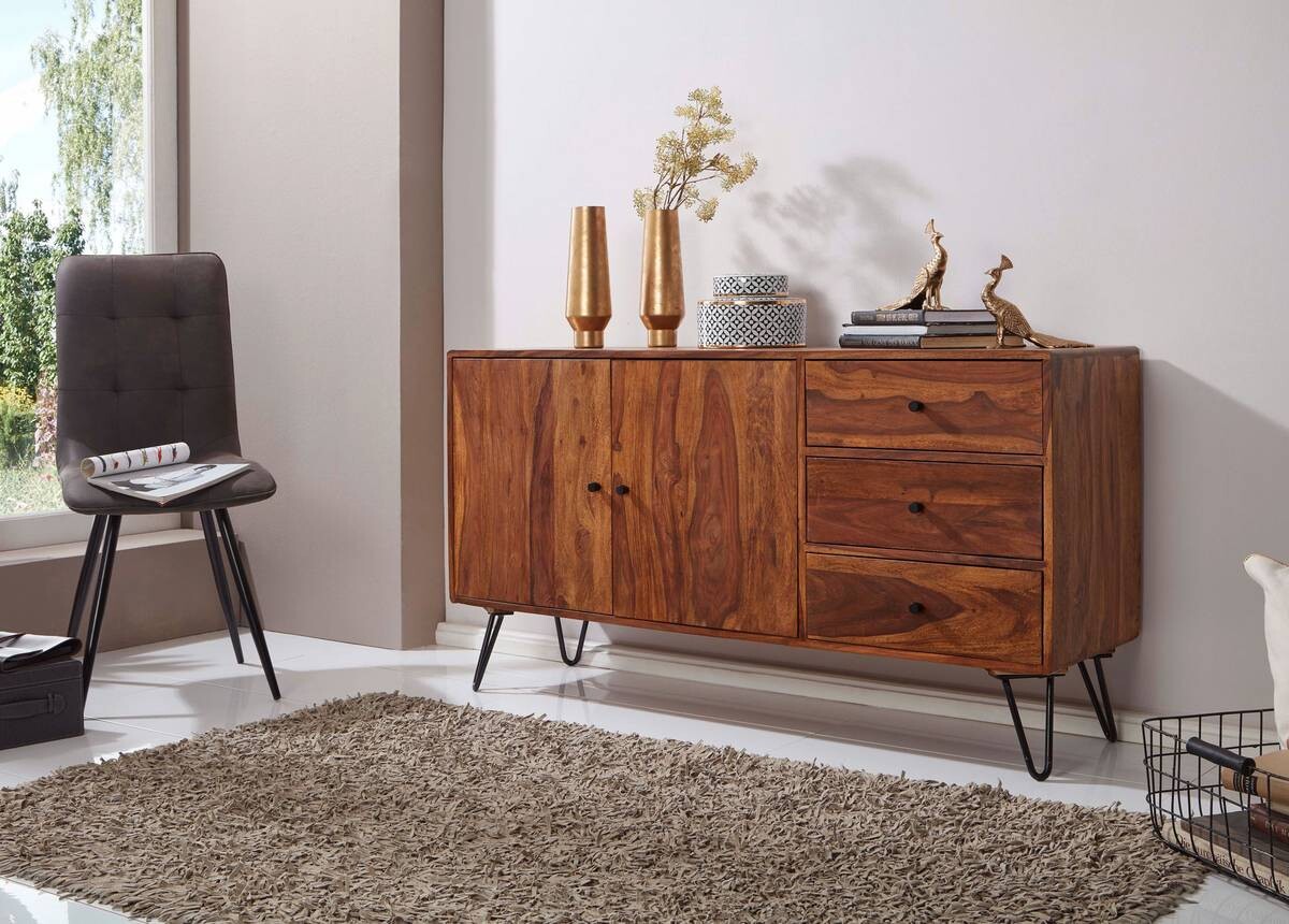 Sideboard schwarz lackiert natur beschichtet B/H/T: ca. 145x75x40 cm