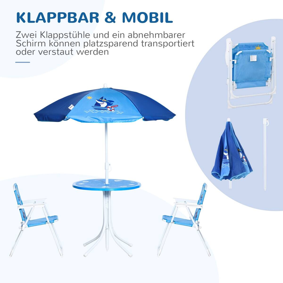 Outsunny Sitzgruppe blau Metall B/H/L: ca. 49,5x49,5x50 cm