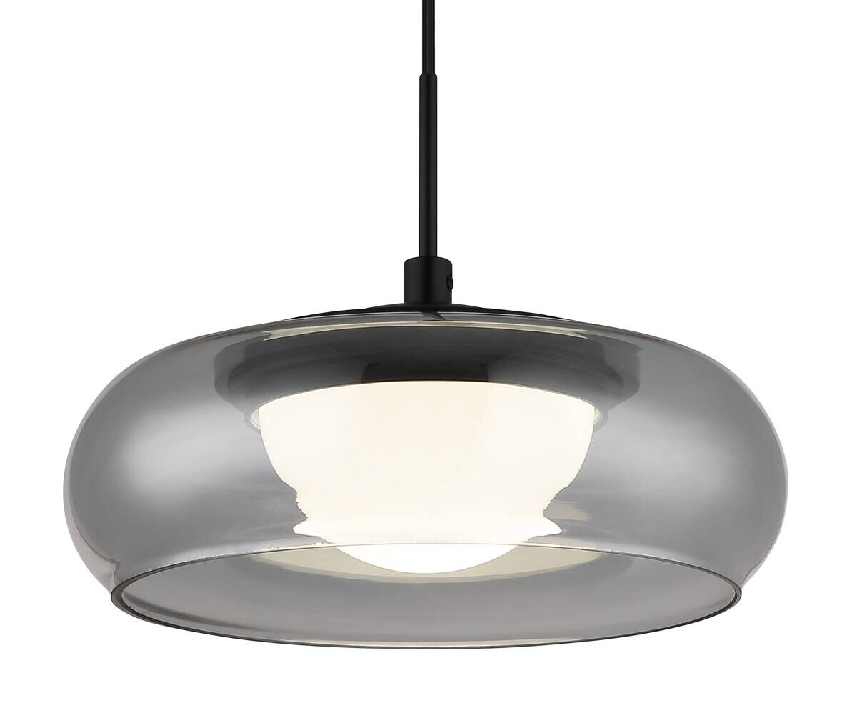 GLOBO Hängeleuchte schwarz Rauch Glas Metall B/H/L: ca. 26x18x26 cm
