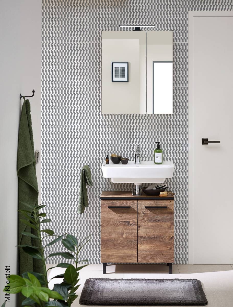 Badezimmer-Set Quickset 374 Eiche Ribeck Nachbildung B/H/T: ca. 60x200x33 cm
