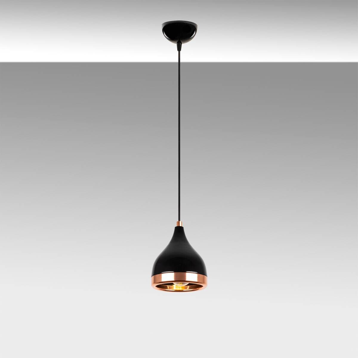 Opviq Pendelleuchte Yildo Kupfer schwarz Metall B/H/T/L/D: ca. 15x135x15x15x15 cm E27 1 Brennstellen