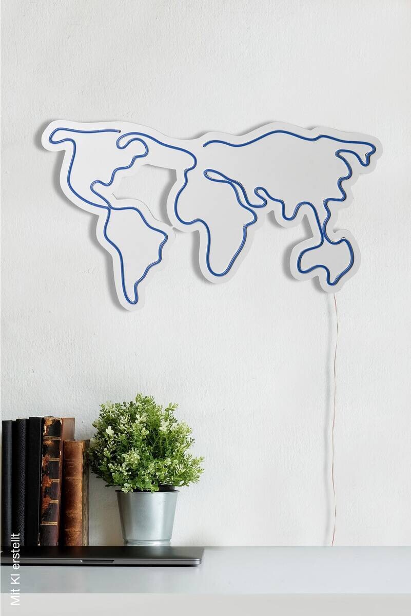 Opviq LED-Wandleuchte blau PVC B/H/T/L: ca. 66x38x2x66 cm