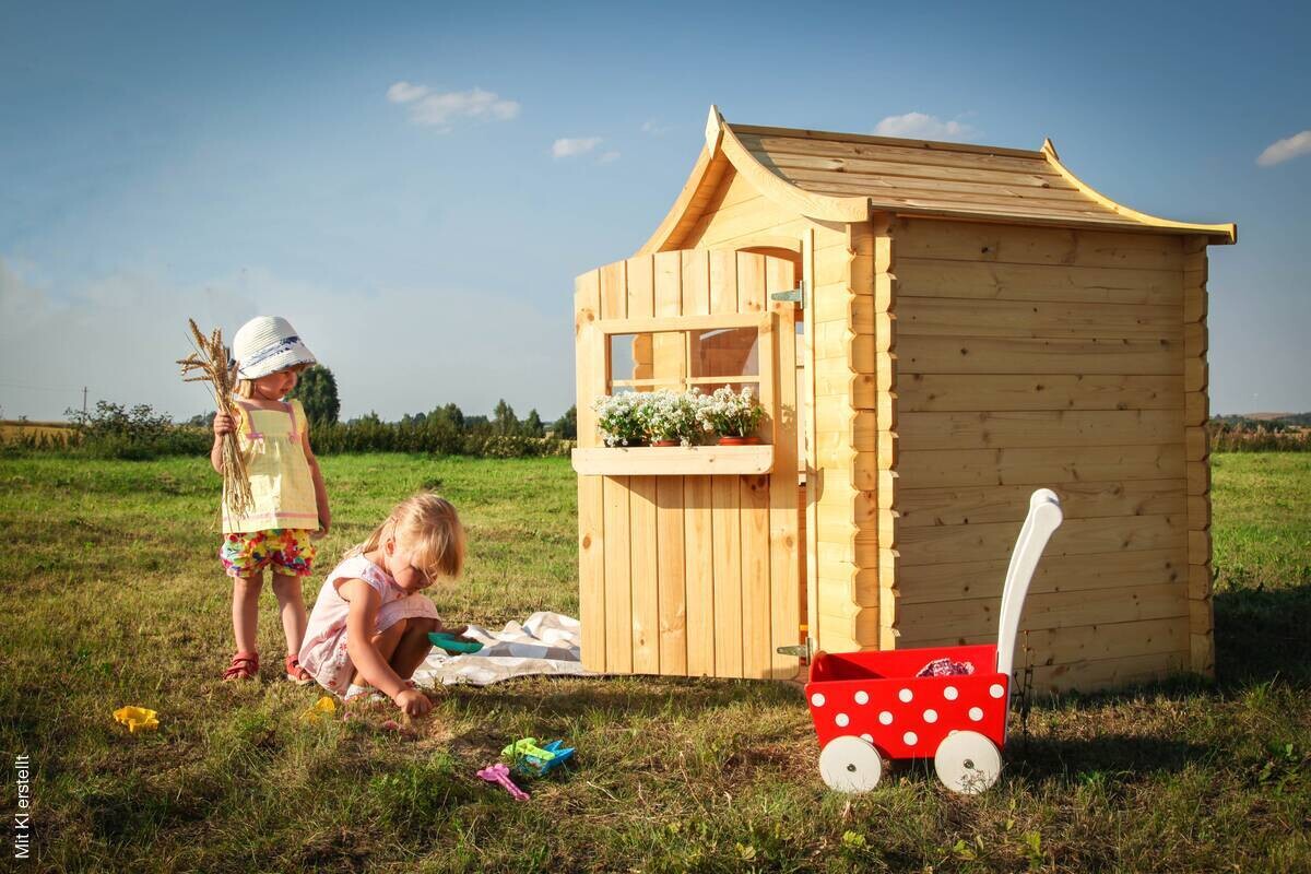 Timbela Kinderspielhaus M550 natur B/H/L: ca. 146x152x112 cm