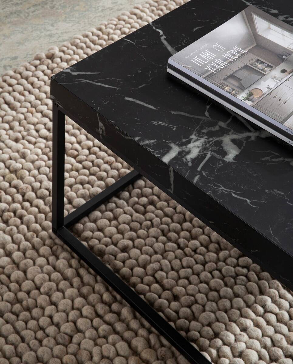 Wohnling Couchtisch schwarz Marmor MDF B/H/T: ca. 60x38x60 cm