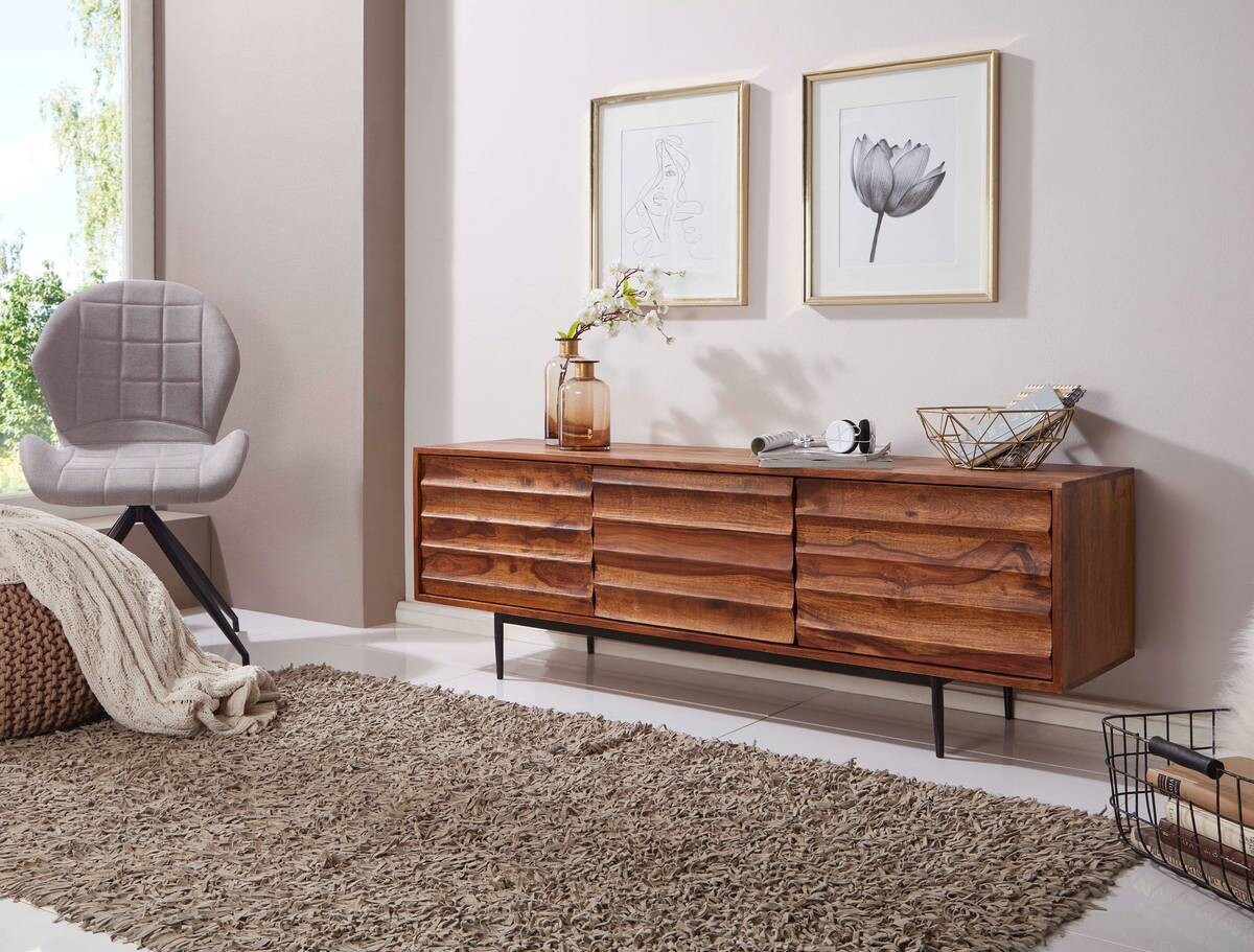 Lowboard natur schwarz lackiert B/H/T: ca. 147x50x38 cm