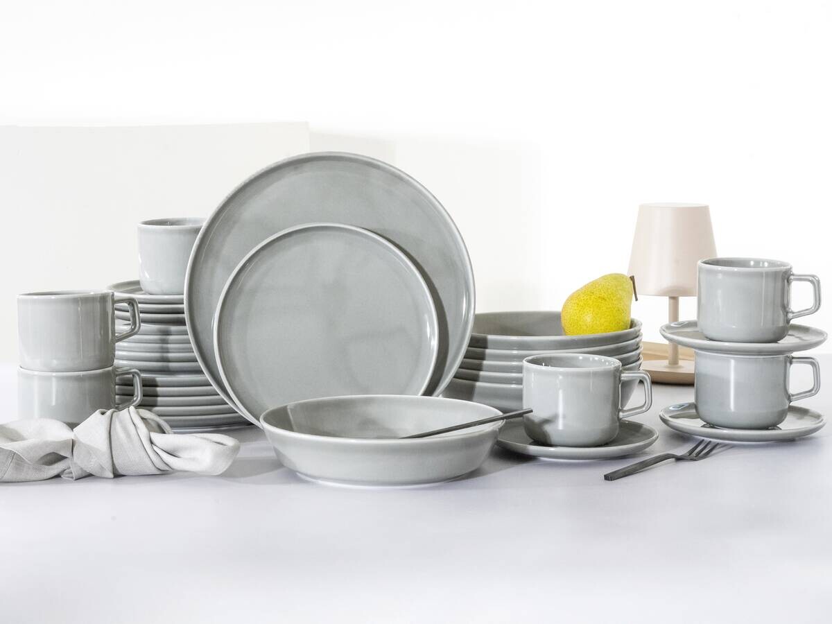 CreaTable Kombiservice Chef Collection grau Porzellan 30 tlg.