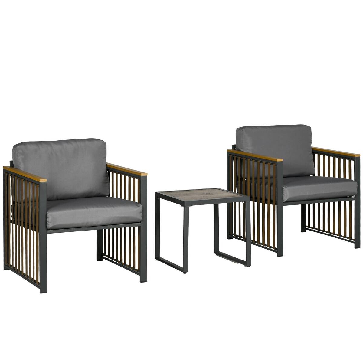 Outsunny Sitzgruppe grau Polyrattan B/H/L: ca. 68x66x68 cm