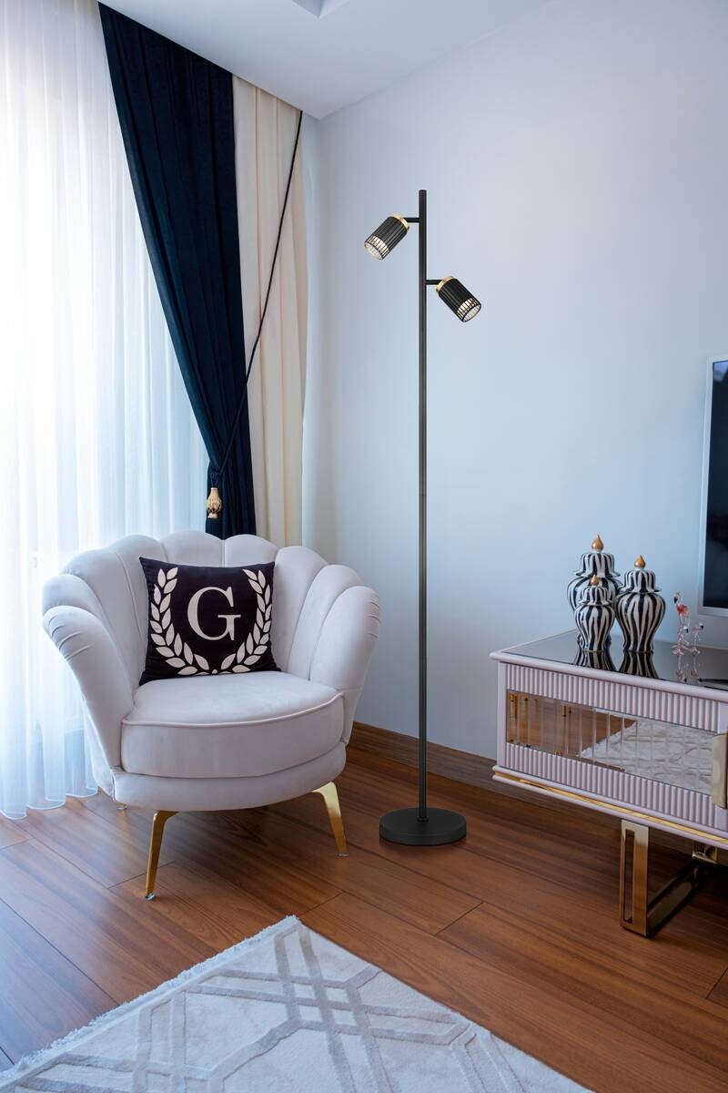 GLOBO Stehleuchte mattschwarz Metall Aluminium B/H/T/L: ca. 22x158x27,5x27,5 cm GU10 2 Brennstellen