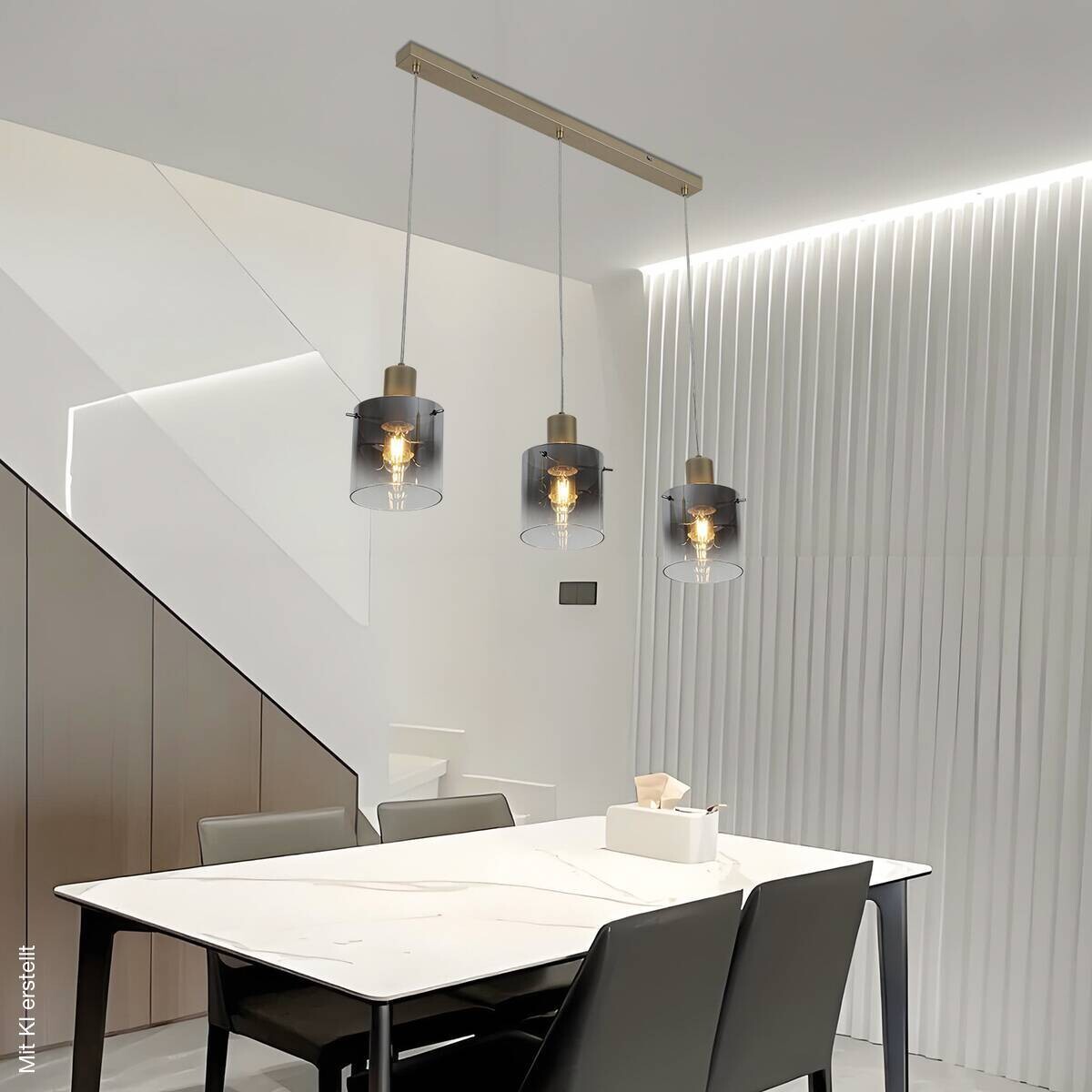 Nolo Pendelleuchte champagner Metall E27 3 Brennstellen