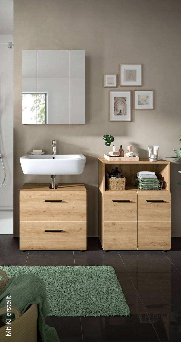 Badezimmer-Set Ice Artisan Oak Nachbildung B/H/T: ca. 135x185x30 cm