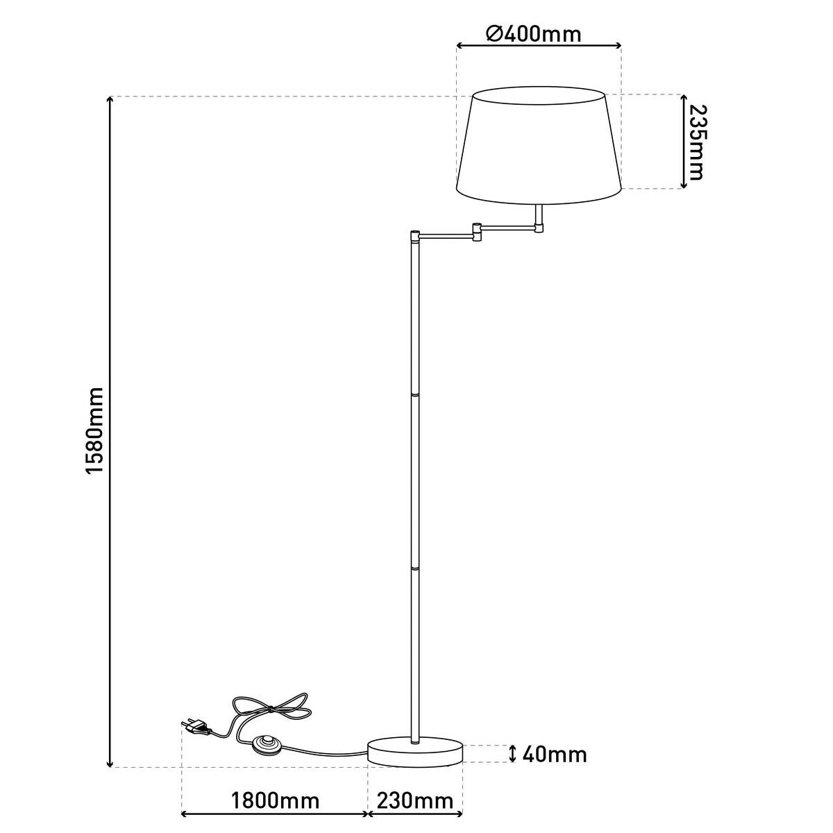 Näve Leuchten Stehlampe messing Textil Metall Kunststoff B/H/T/D: ca. 23,5x158x23,5x23,5 cm E27 1 Brennstellen