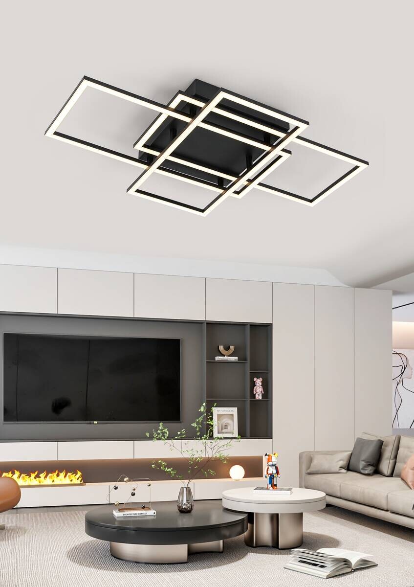 Nolo LED-Deckenleuchte Twin schwarz Metall B/H/L: ca. 36x9,1x58 cm