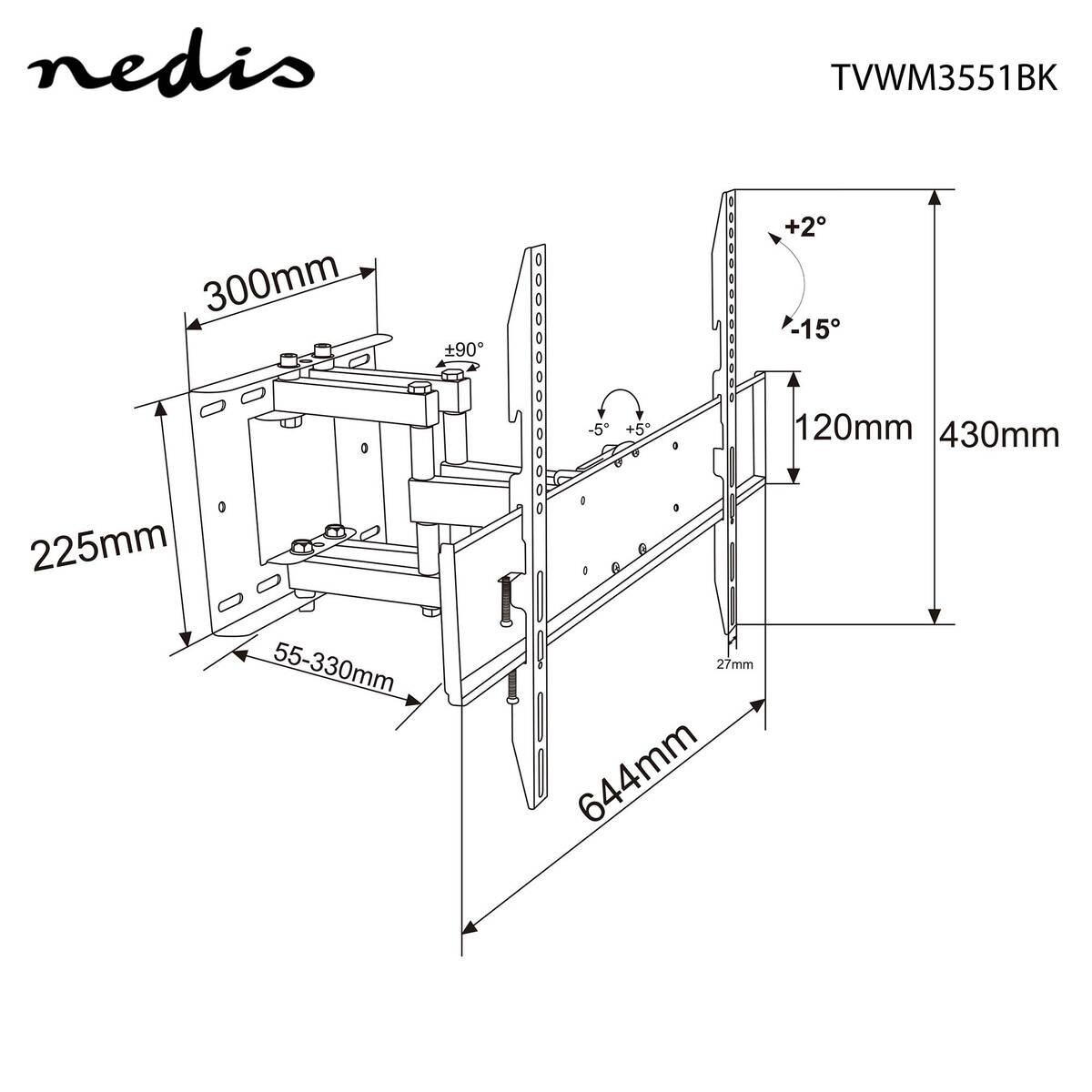 Nedis TV-Wandhalterung schwarz