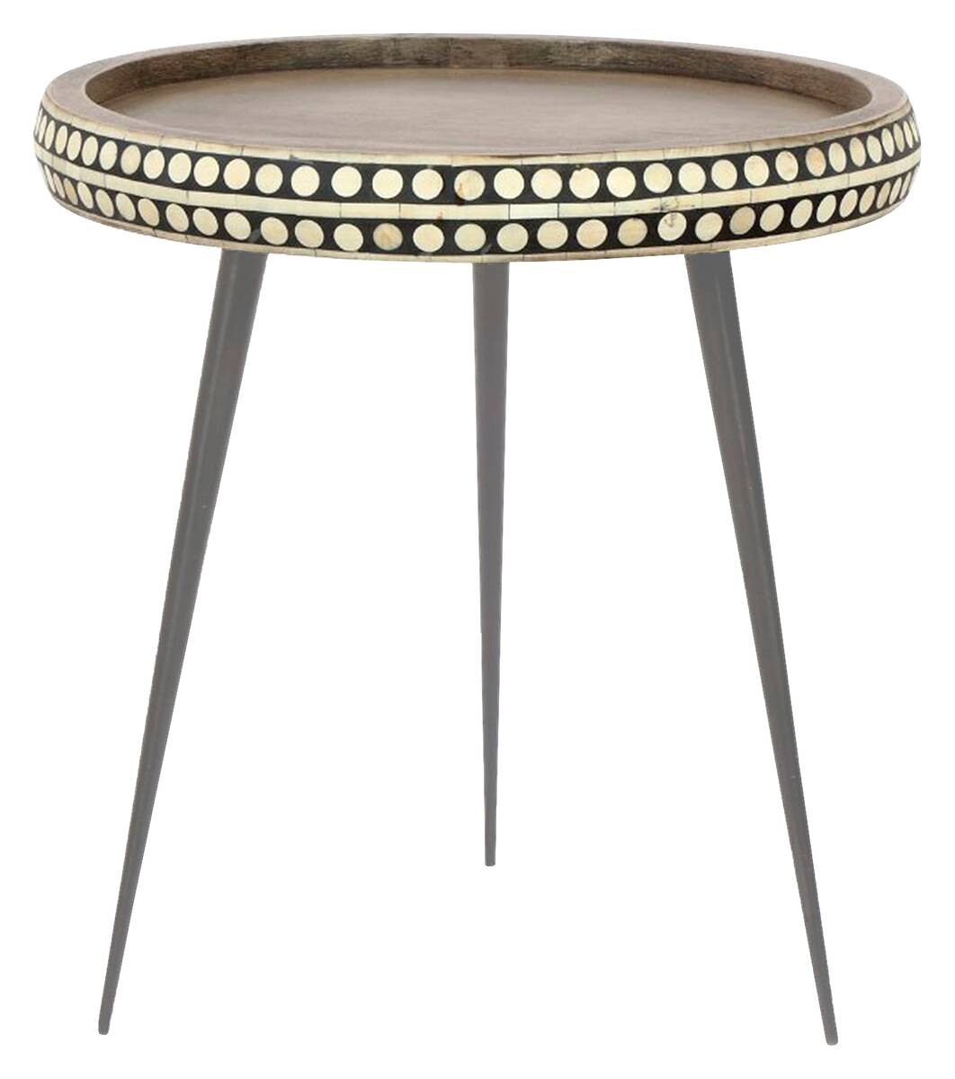 Beistelltisch JANA natur Lack matt schwarz pulverbeschichtet Echtholz Metall