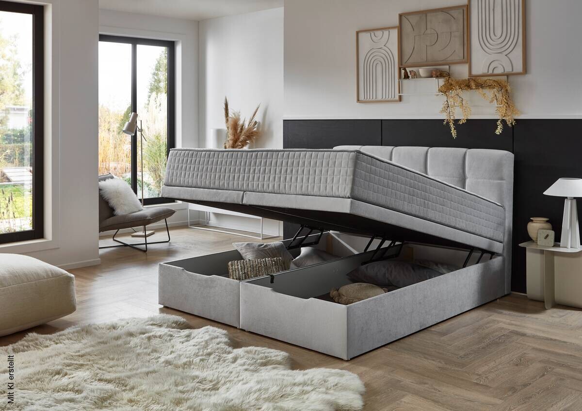 Boxbett Lugano silber Liegefläche B/L: ca. 180x200 cm