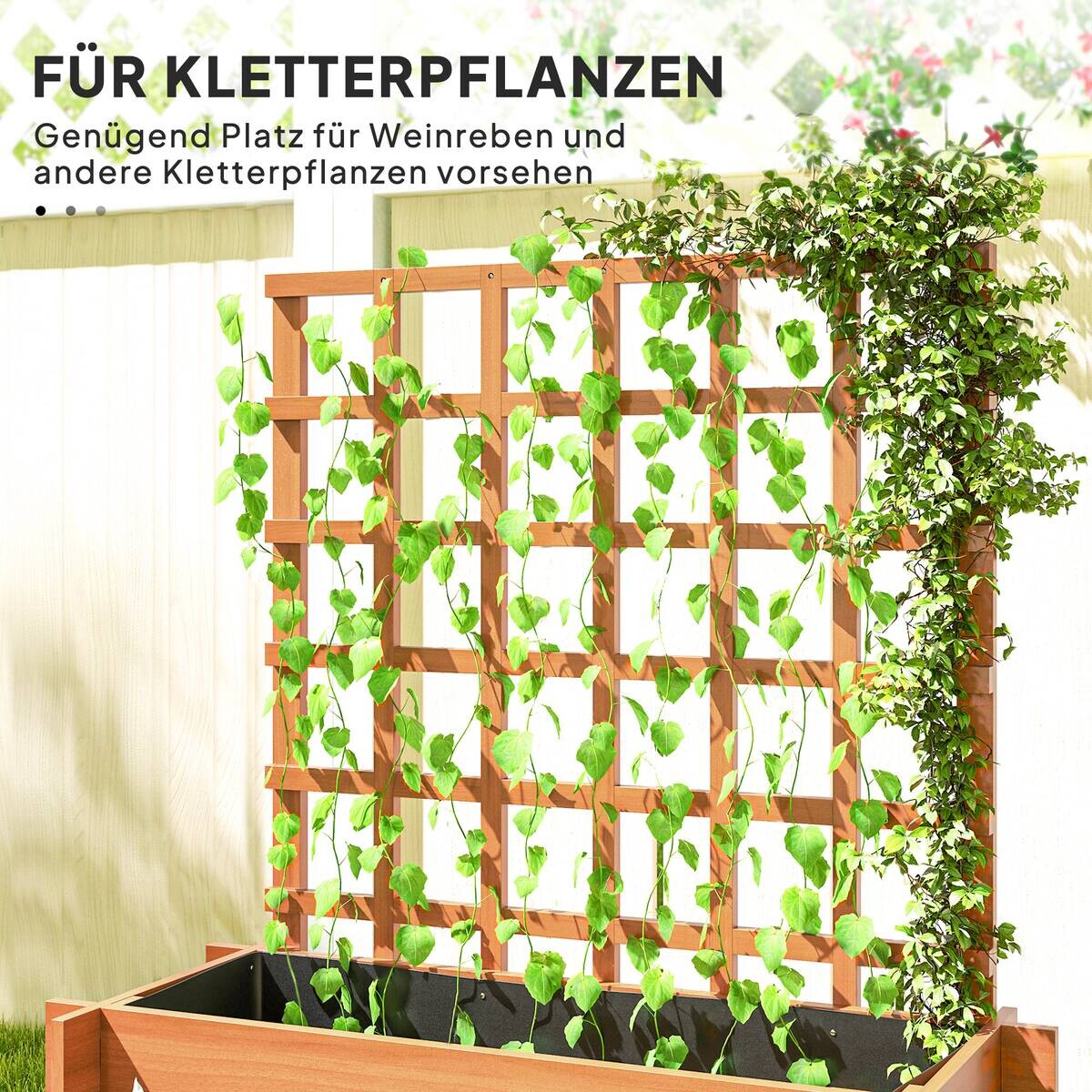 Outsunny Hochbeet mit Rankgitter braun B/H/T/L: ca. 95x110x95x95 cm