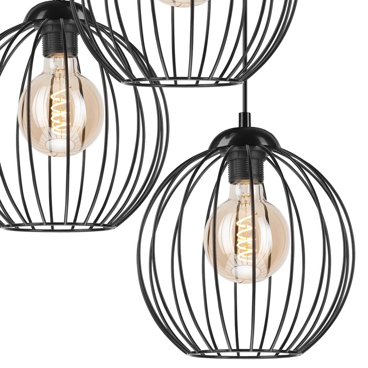 Lamkur Pendelleuchte ZOYA 45450 schwarz Stahl H/L: ca. 50x107 cm E27 3 Brennstellen