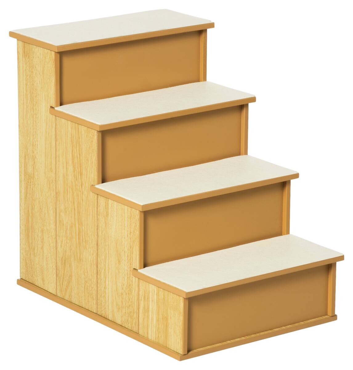 PawHut Haustiertreppe Holzoptik Plüsch B/H/L: ca. 59x54,2x40 cm
