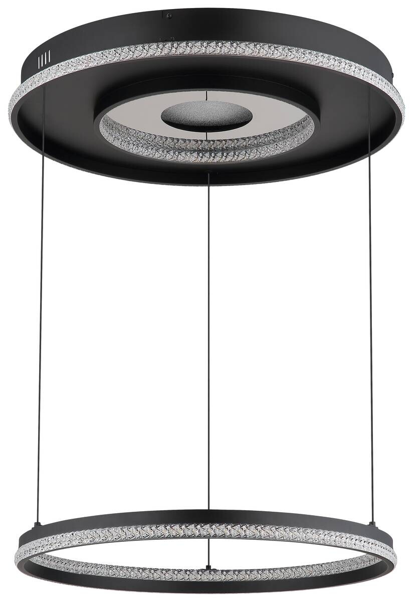 GLOBO Pendelleuchte mattschwarz klar Metall Aluminium H/D: ca. 120x60 cm 1 Brennstellen
