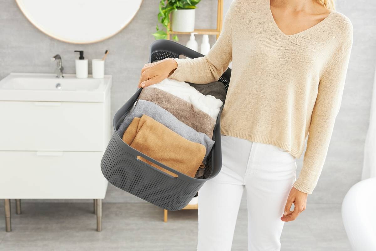 Rotho Wäschekorb anthrazit B/H/L: ca. 39,6x23,2x59,6 cm