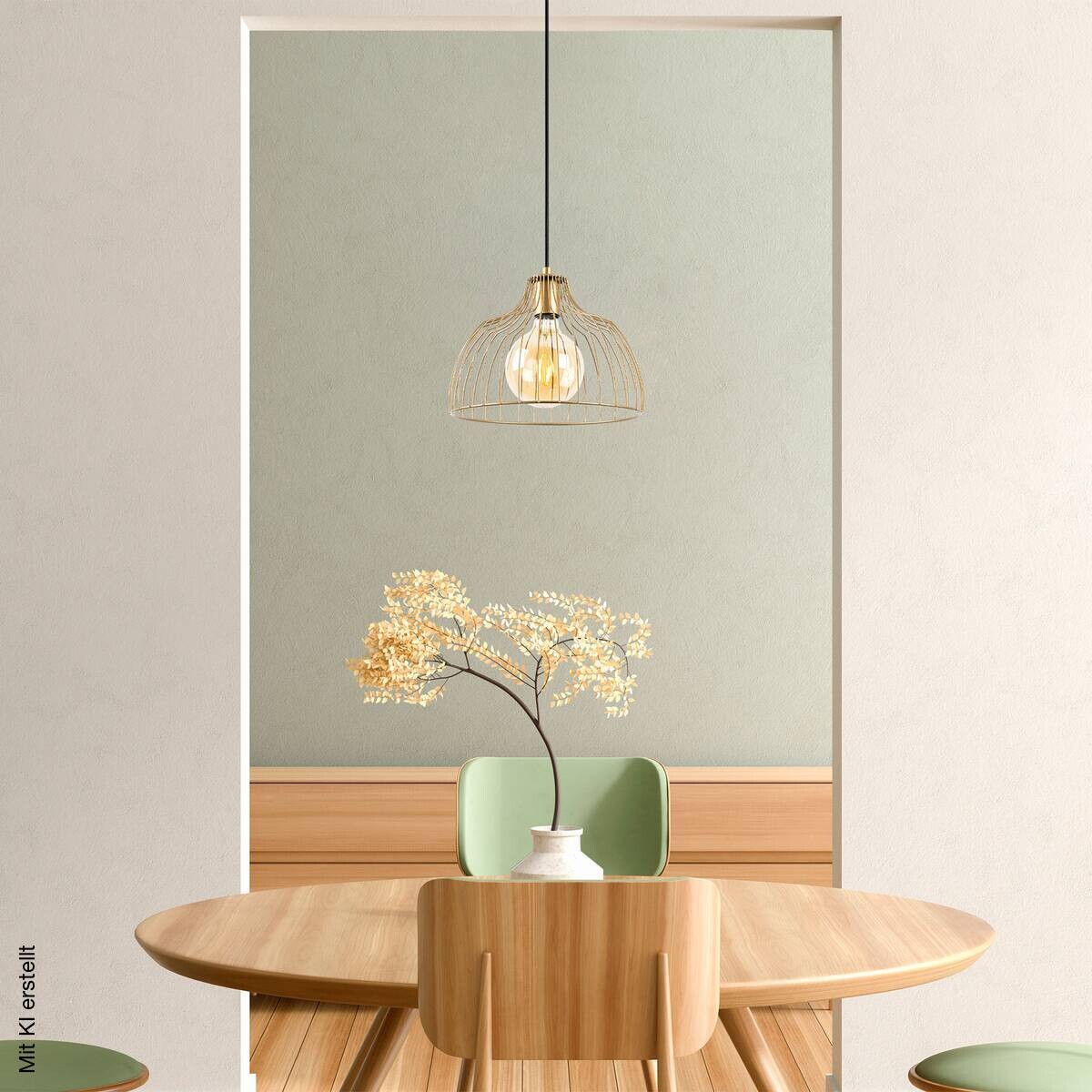 Pendelleuchte gold Metall B/H/L/D: ca. 28x126x28x28 cm E27 1 Brennstellen