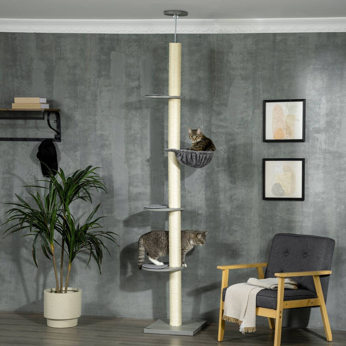 PawHut Kratzbaum grau Spanplatte B/H/L: ca. 40x40x250 cm
