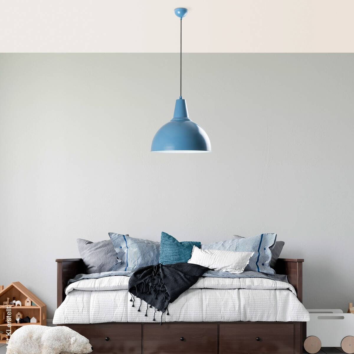 Opviq Pendelleuchte blau B/H/T: ca. 30x121x30 cm E27 1 Brennstellen