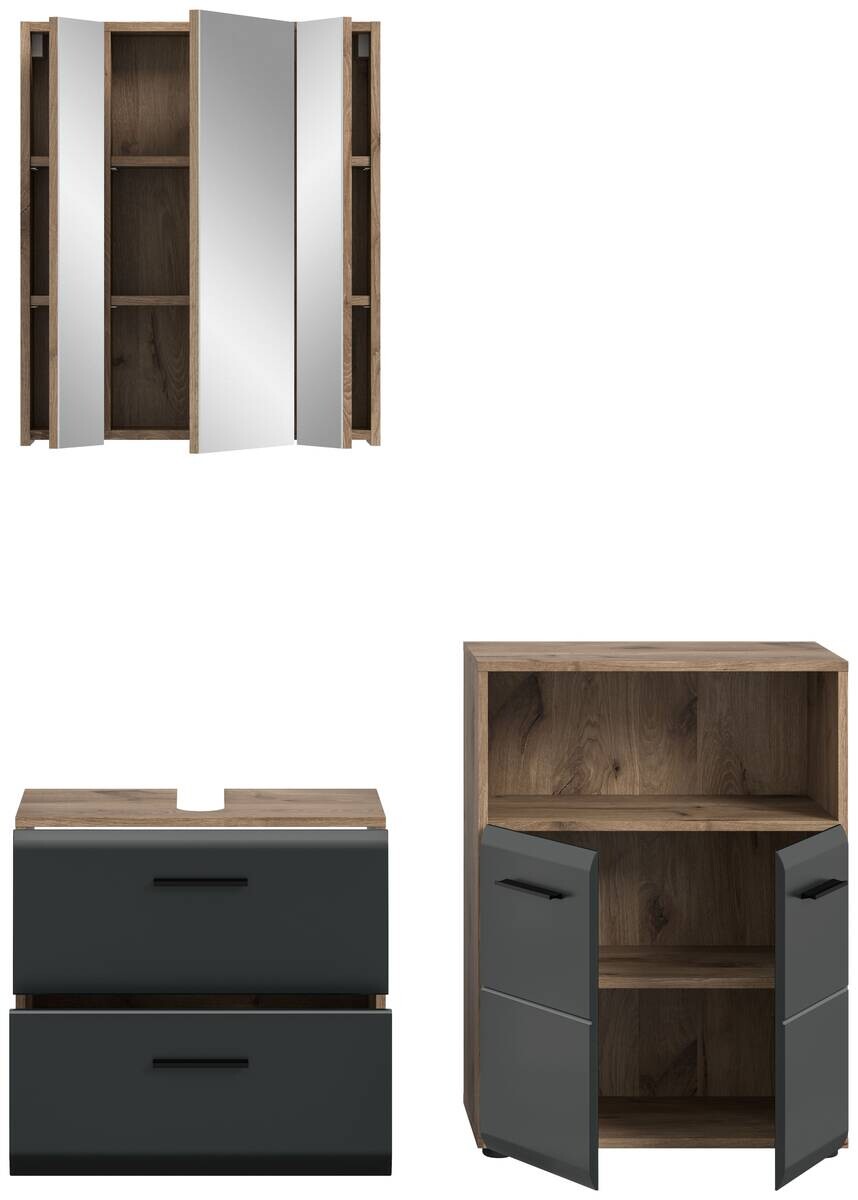 Badezimmer-Set Ice Nox Oak Nachbildung schwarz matt B/H/T: ca. 135x185x30 cm