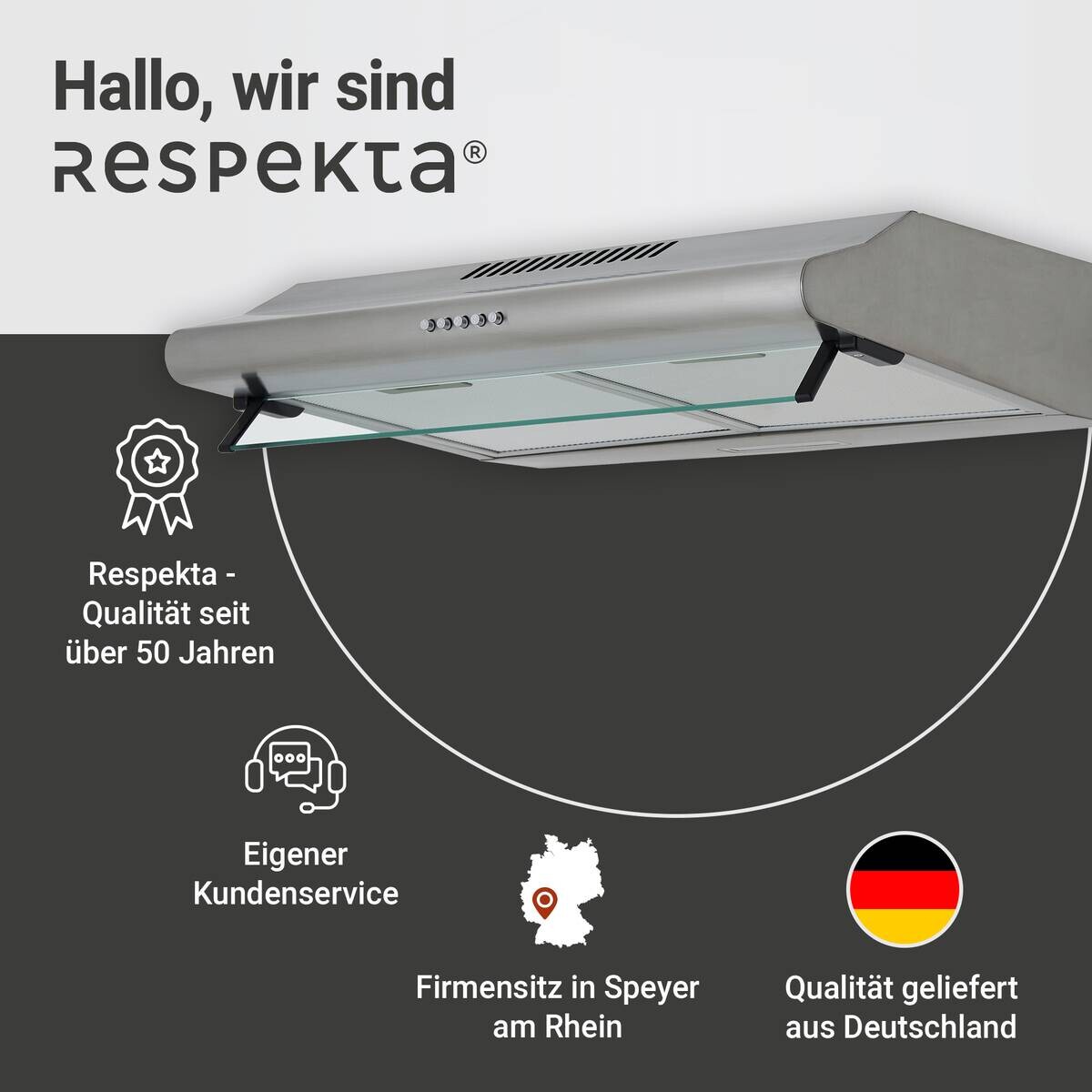 Respekta Dunstabzugshaube CH1259IXCN Edelstahl Edelstahl B/H/T: ca. 59,8x14x50 cm