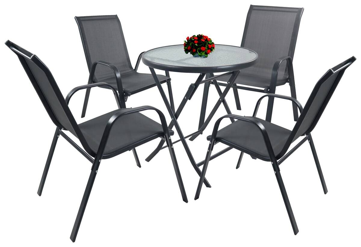VCM Gartensitzgruppe Sonlas anthrazit Glas B/H/L: ca. 56x89x73 cm