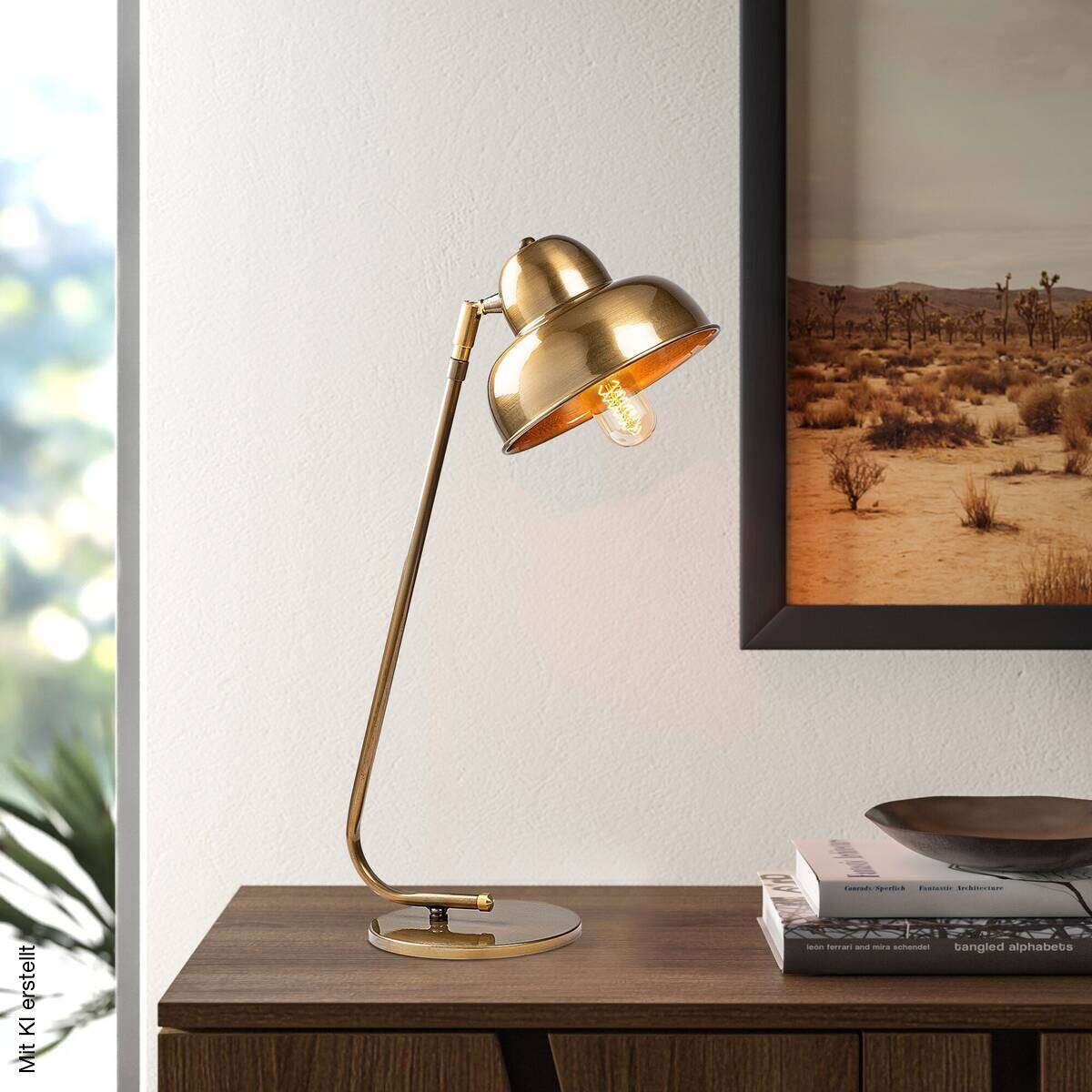 Opviq Tischleuchte gold B/H/T: ca. 20x59x35 cm E27 1 Brennstellen