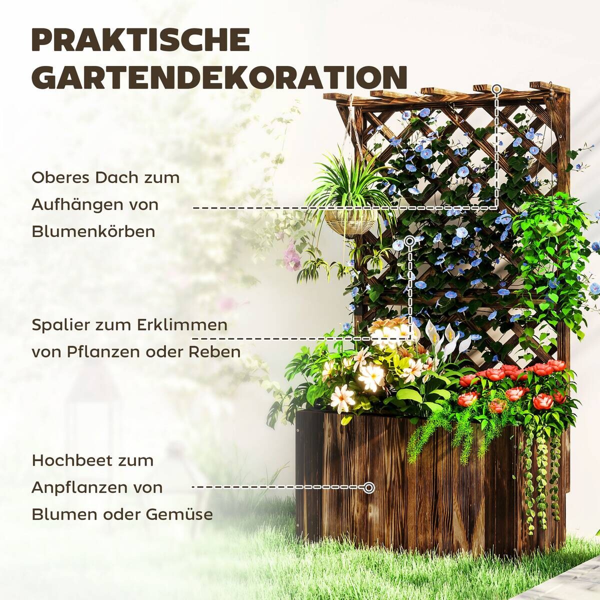 Outsunny Hochbeet B/H/T/L: ca. 33x122x33x64 cm