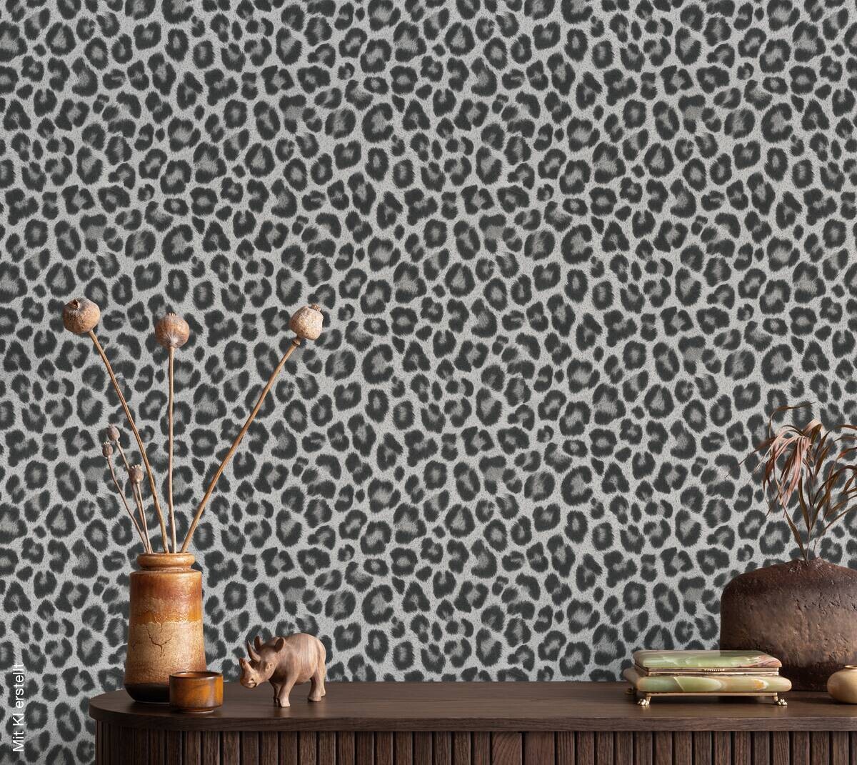 Vliestapete Leopardenmuster grau B/L: ca. 53x1005 cm