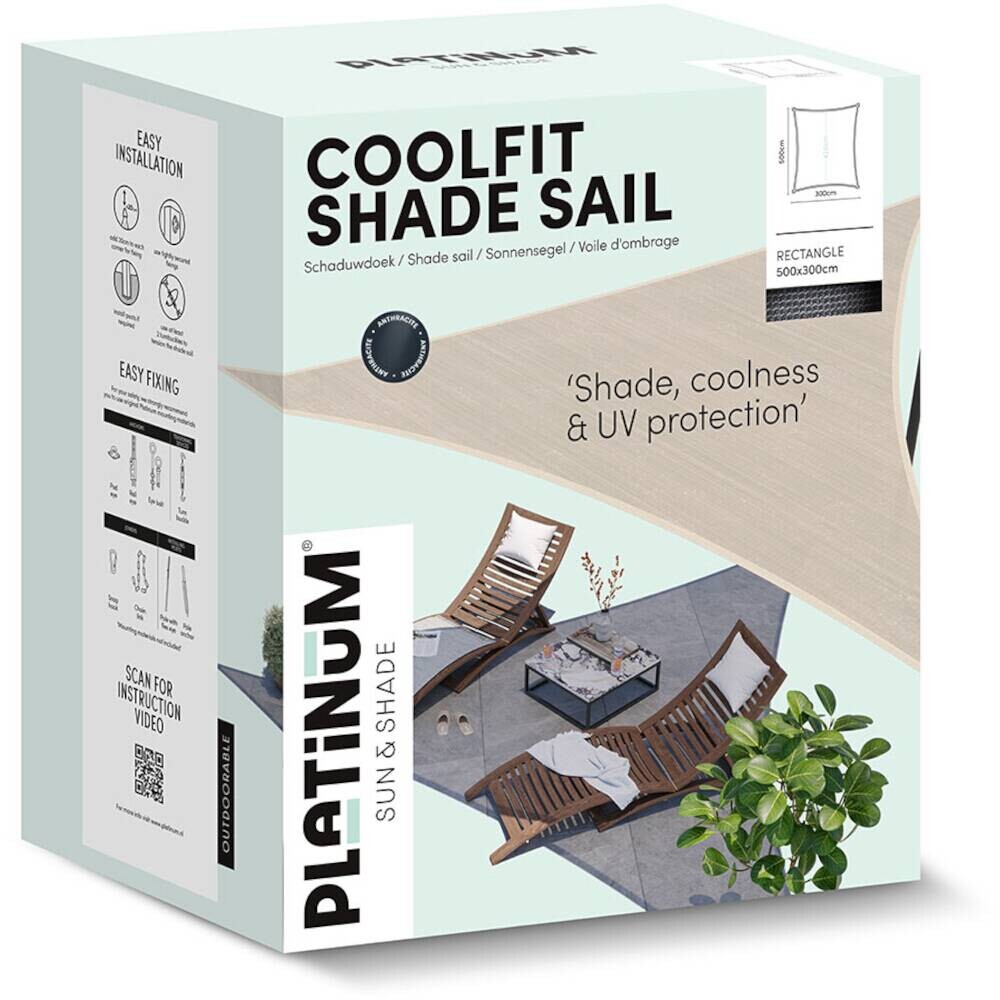 PLATINUM Sonnensegel Coolfit grau Polyethylen B/H/L: ca. 500x1x300 cm