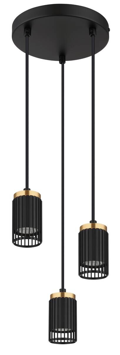 GLOBO Pendelleuchte mattschwarz Metall Aluminium H/D: ca. 115,5x21 cm GU10 3 Brennstellen