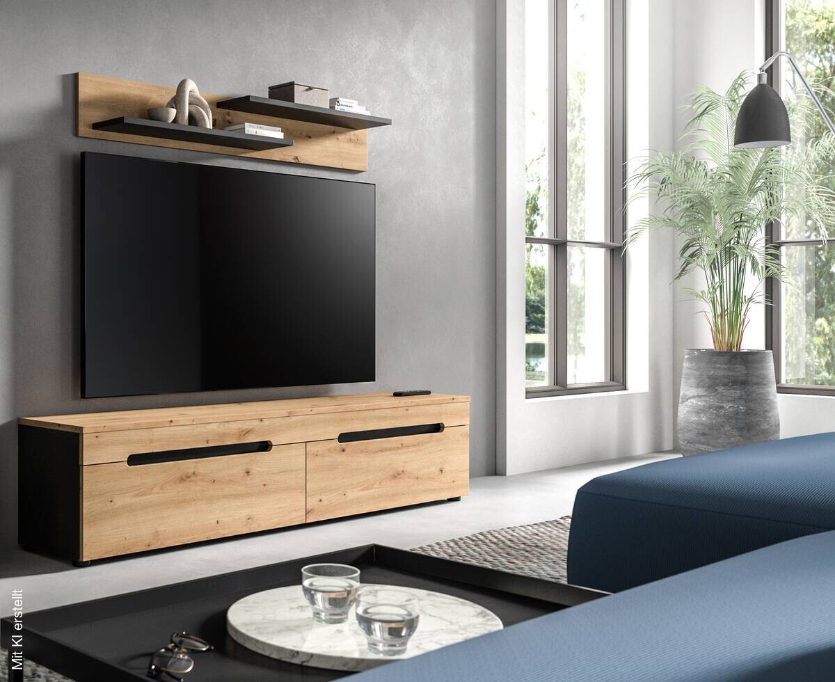TV-Kommode Canu basaltgrau Nachbildung Artisan Oak Nachbildung B/H/T: ca. 170x38x33 cm