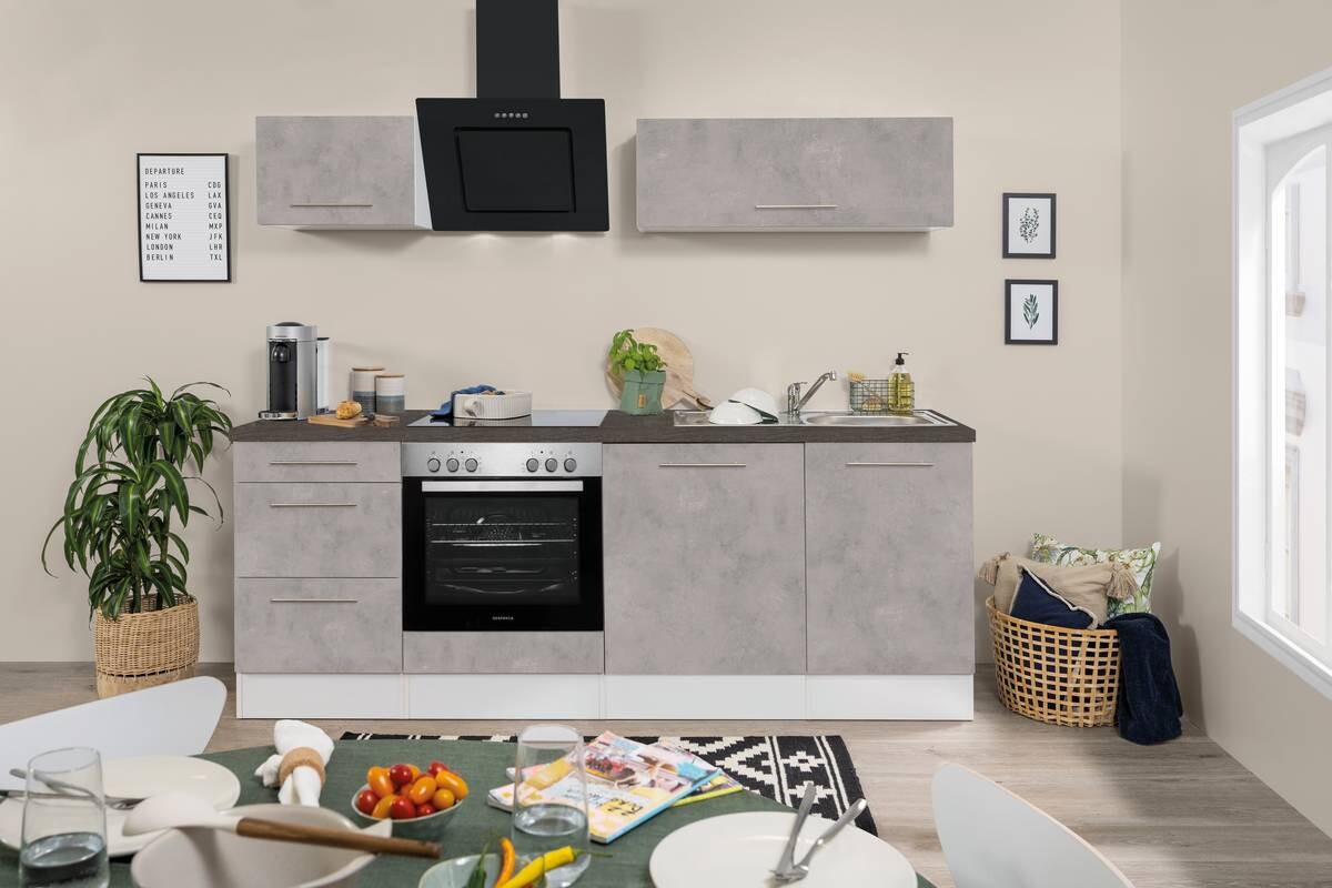 Respekta Küchenblock Amanda Beton Optik B/H/T: ca. 220x200x60 cm