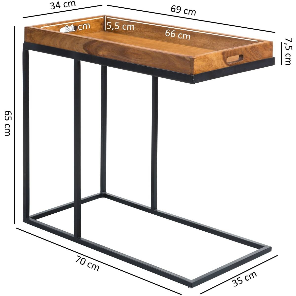 Beistelltisch rosenholz Nachbildung Holz B/H/T: ca. 70x65x34 cm