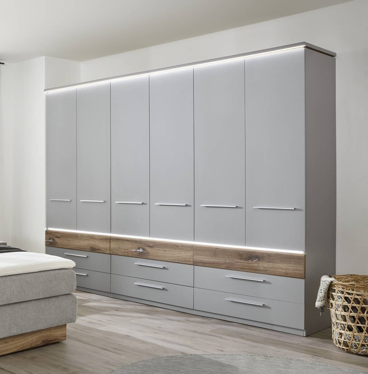 Kleiderschrank Tulsa Arktisgrau Oak Flagstaff Nachbildung B/H/T: ca. 301x229x61 cm