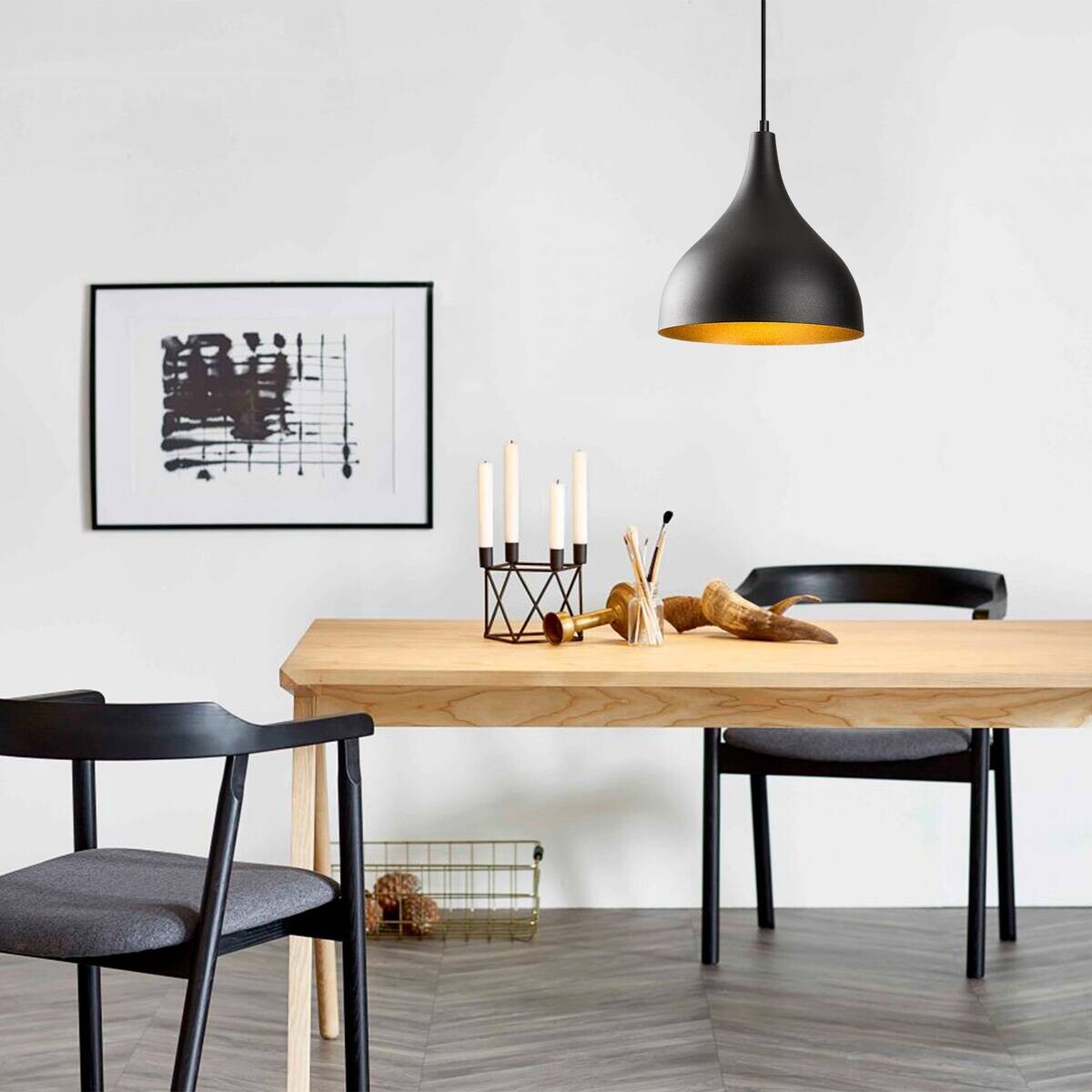 Opviq Pendelleuchte Saglam-3760 schwarz gold B/H/T/L/D: ca. 26x126x26x26x26 cm E27 1 Brennstellen