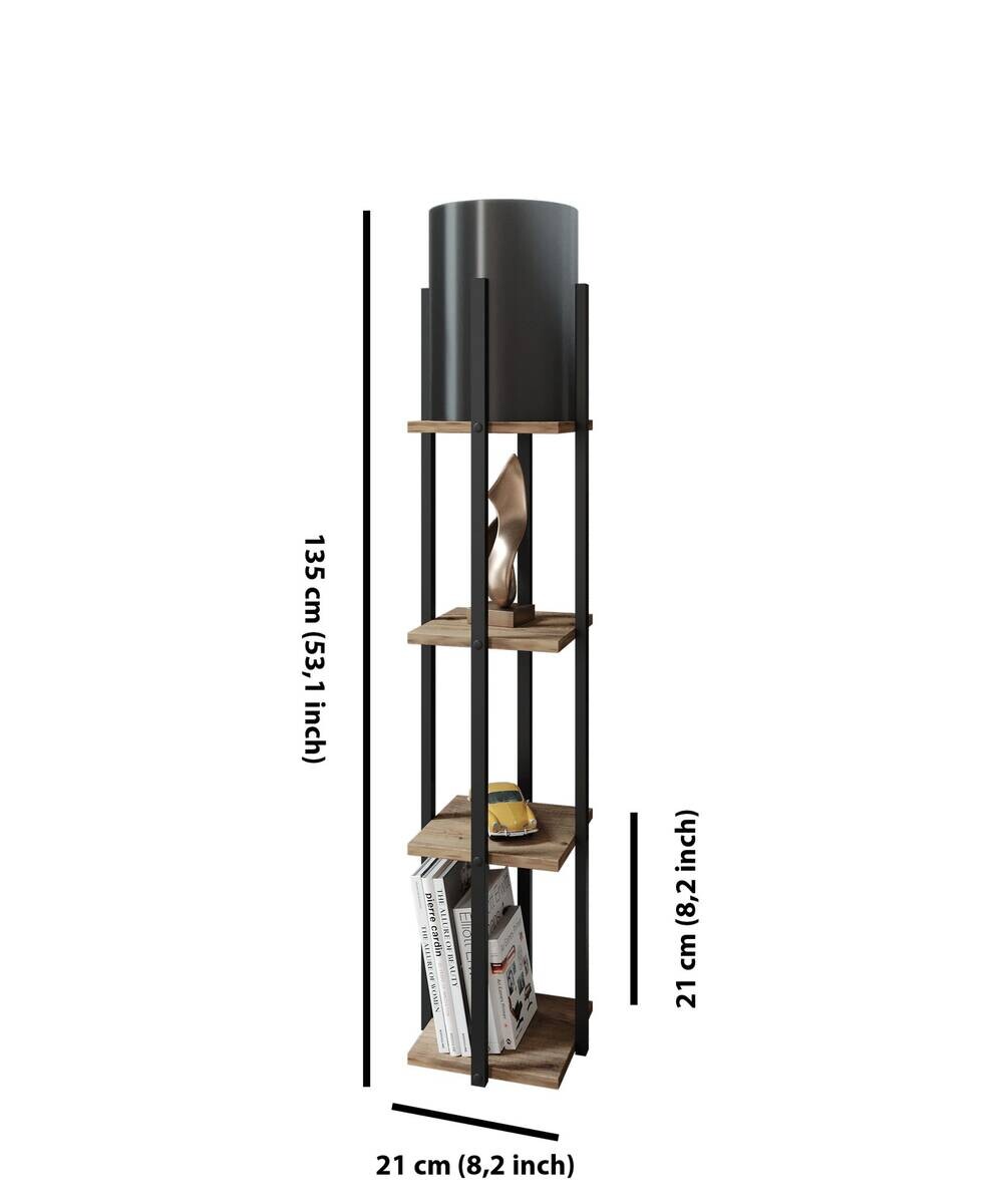 Opviq Stehleuchte schwarz natur Spanplatte MDF B/H/T/L/D: ca. 21x135x21x21x21 cm E27 1 Brennstellen