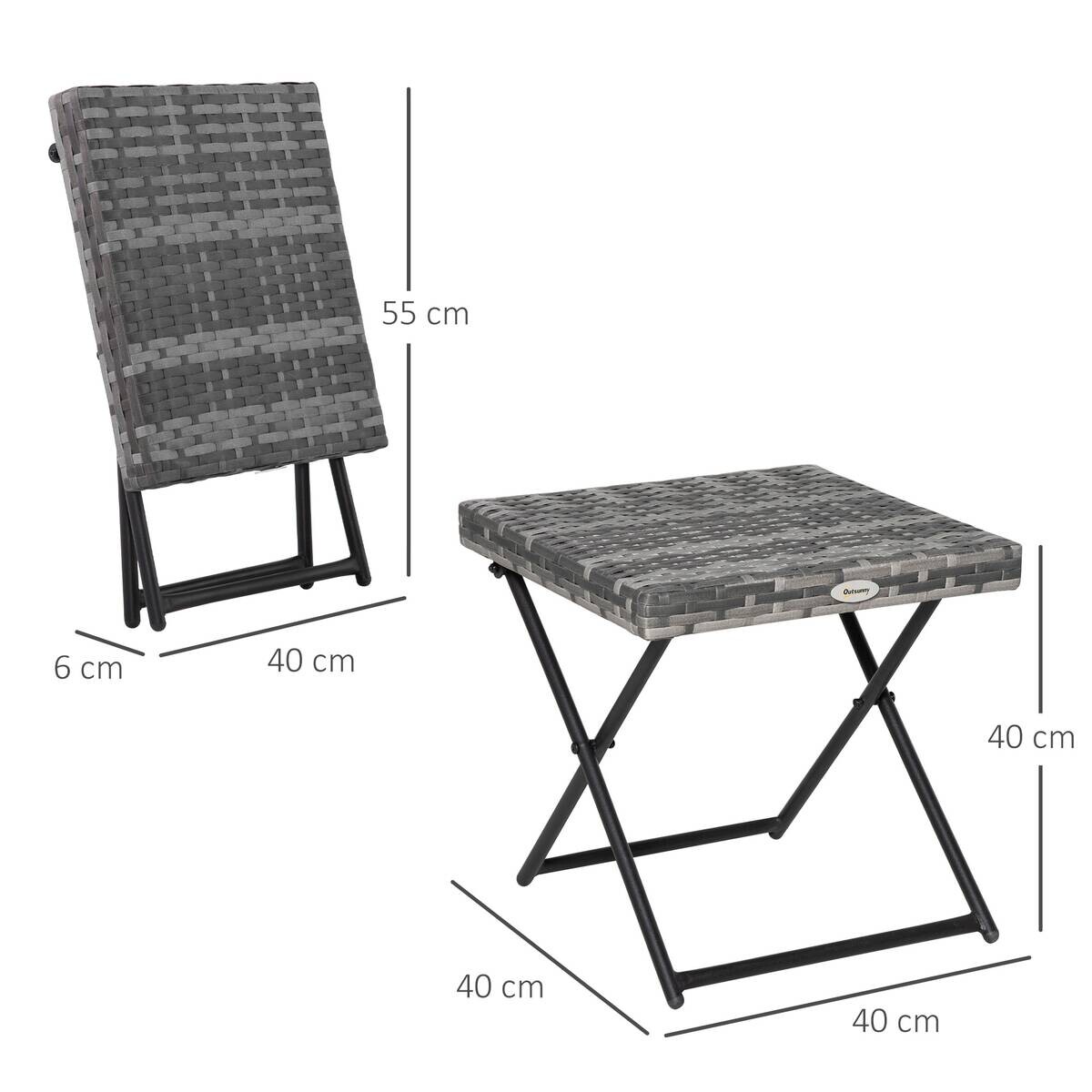 Outsunny Beistelltisch grau Edelstahl B/H/L: ca. 40x40x40 cm