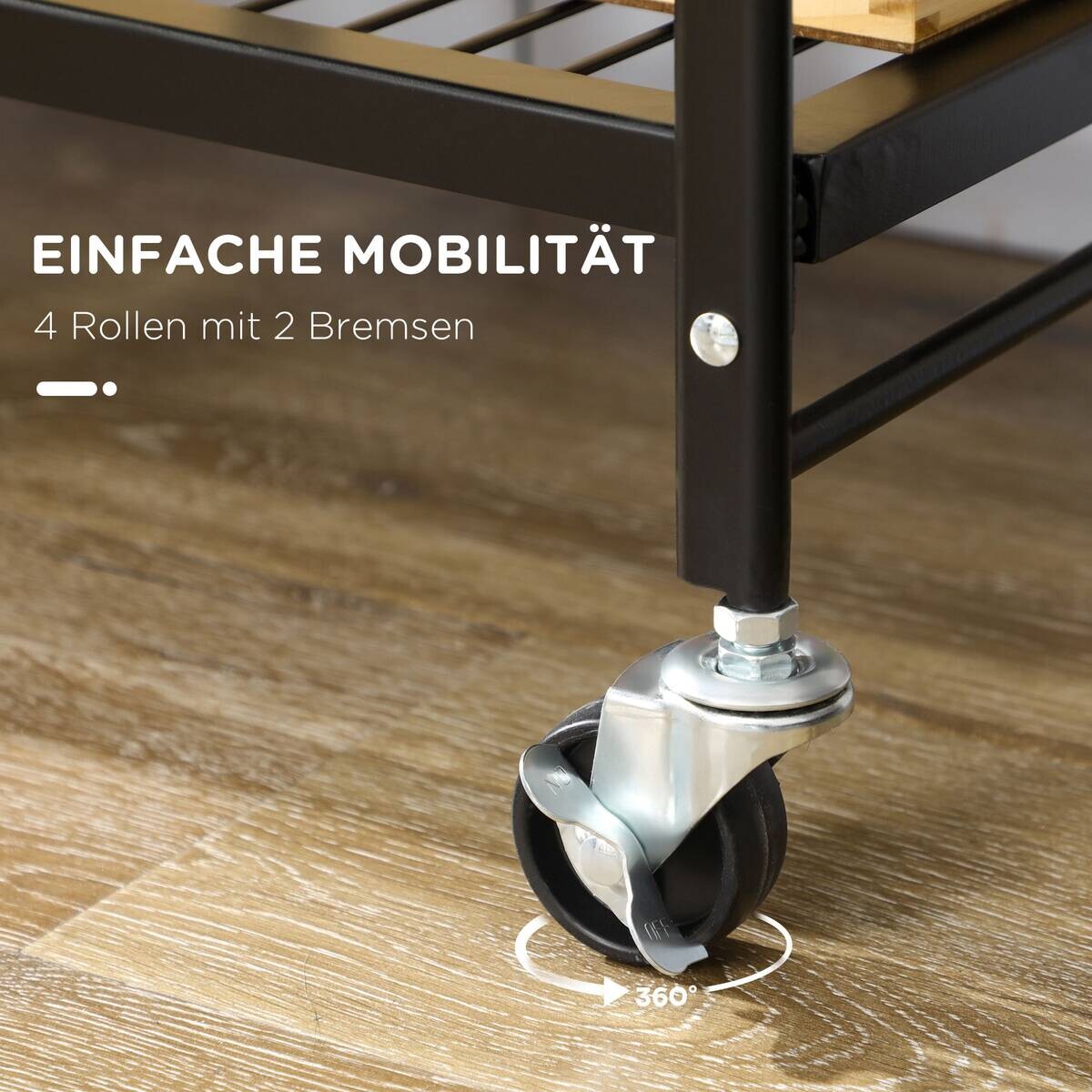 HOMCOM Rollwagen braun MDF B/H/L: ca. 35x68x85 cm