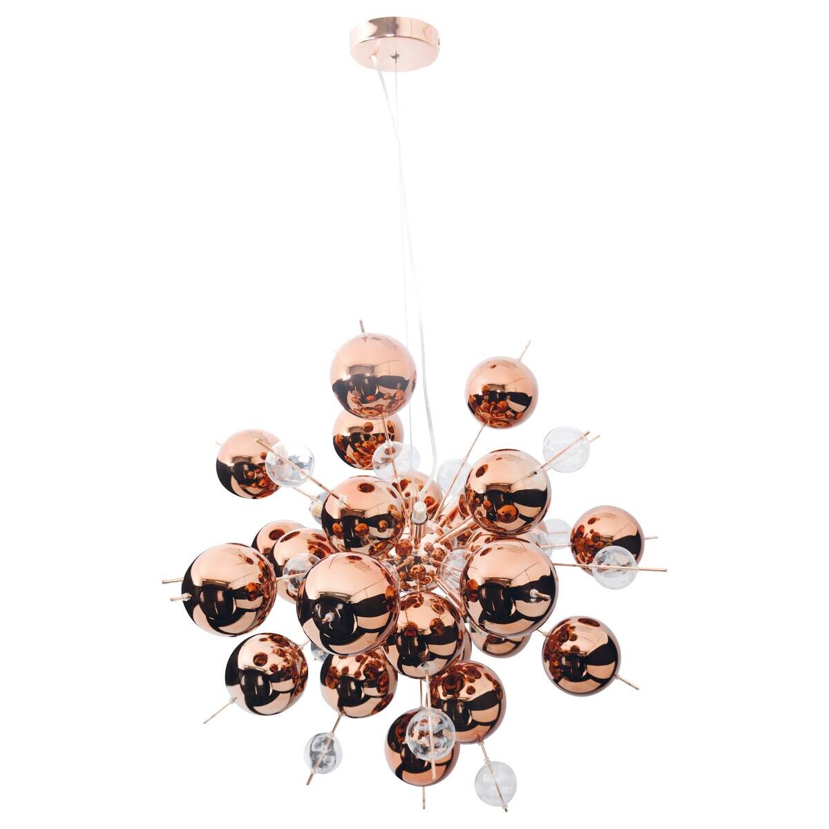 Näve Leuchten Pendelleuchte 7026447 Kupfer Glas Metall B/H/T: ca. 65x150x65 cm G9 10 Brennstellen