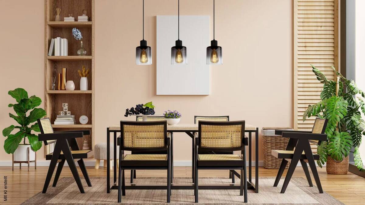 POCOline Pendelleuchte Nera schwarz Rauch Metall Rauchglas B/H/T: ca. 62x120x10 cm E27 3 Brennstellen