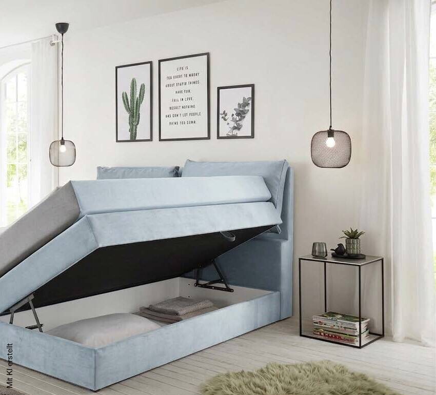 Boxspringbett Lissy hellblau Liegefläche B/L: ca. 140x200 cm