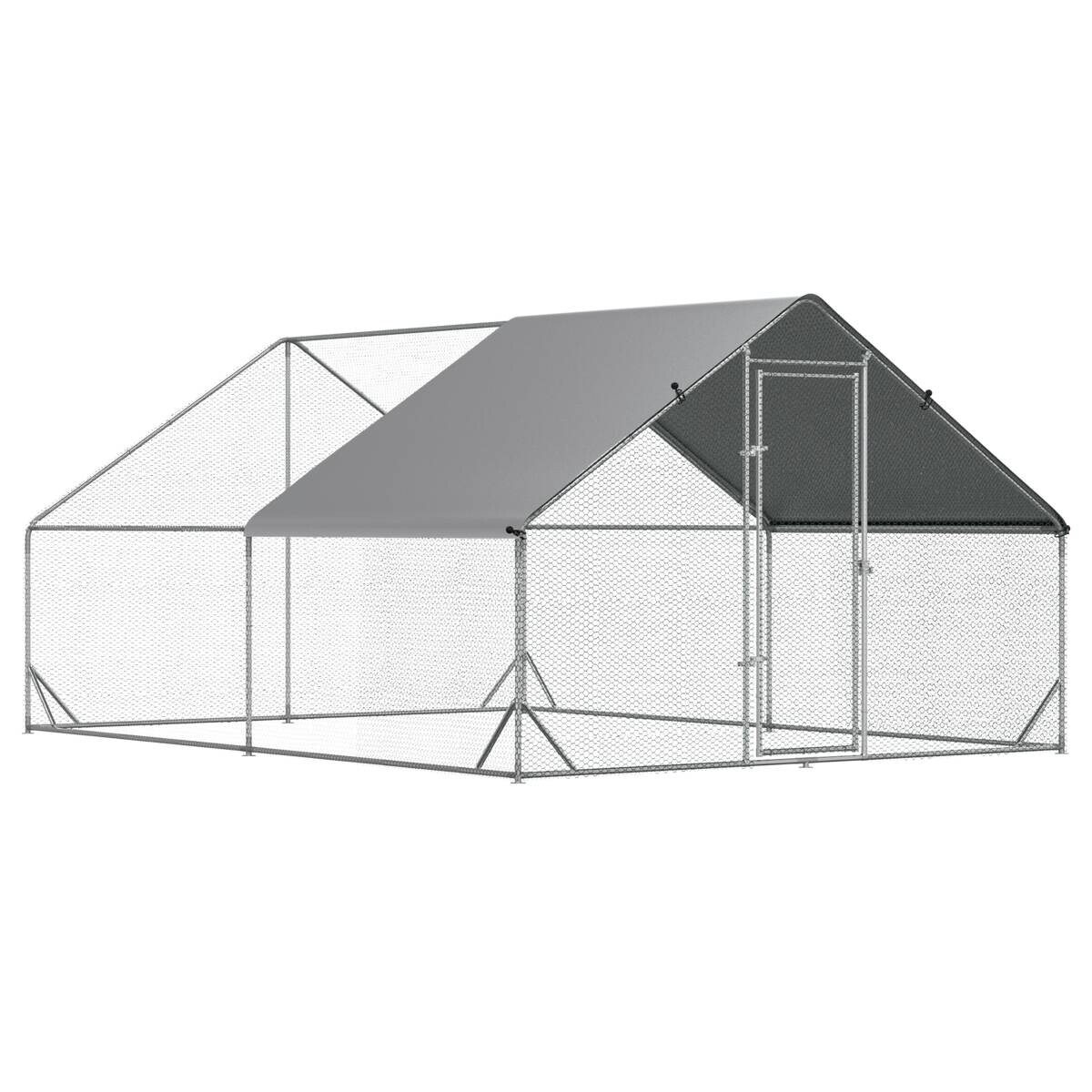 PawHut Stall grau Edelstahl B/H/L: ca. 400x300x200 cm